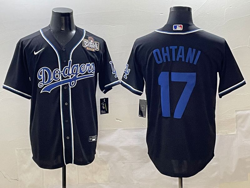 Men Los Angeles Dodgers 17 Ohtani Black blue Three generations Nike 2025 MLB Jersey style 10